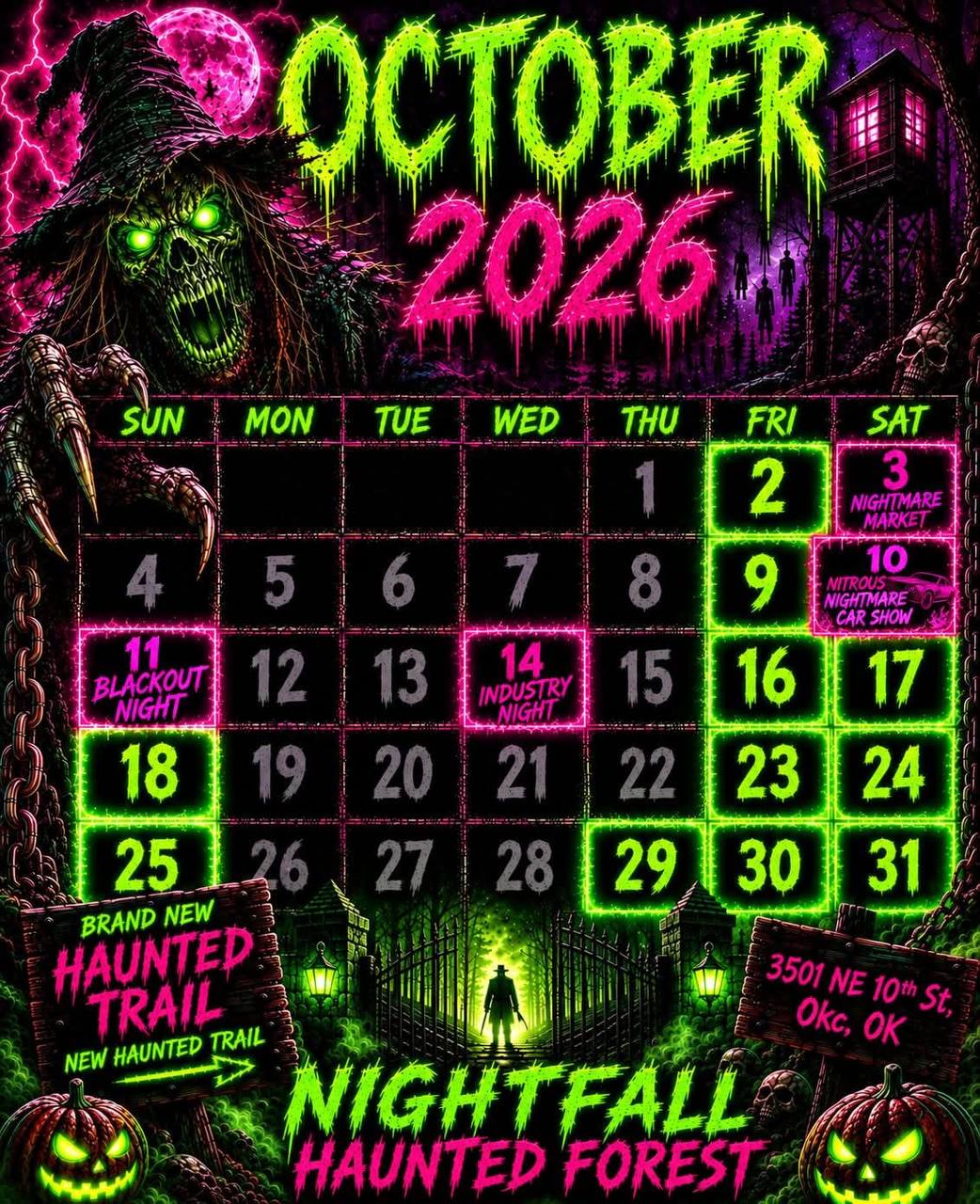 Nightfall Haunted Forest October 2026 schedule